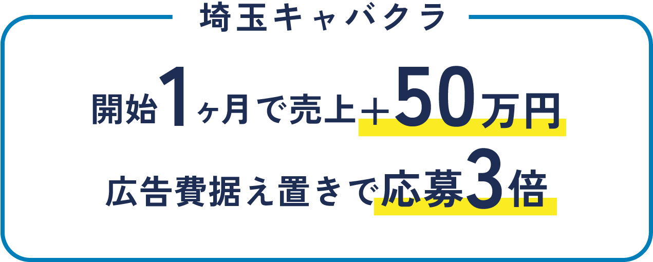 埼玉キャバクラ 開始1ヶ月で売上+50万円 広告費据え置きで応募3倍